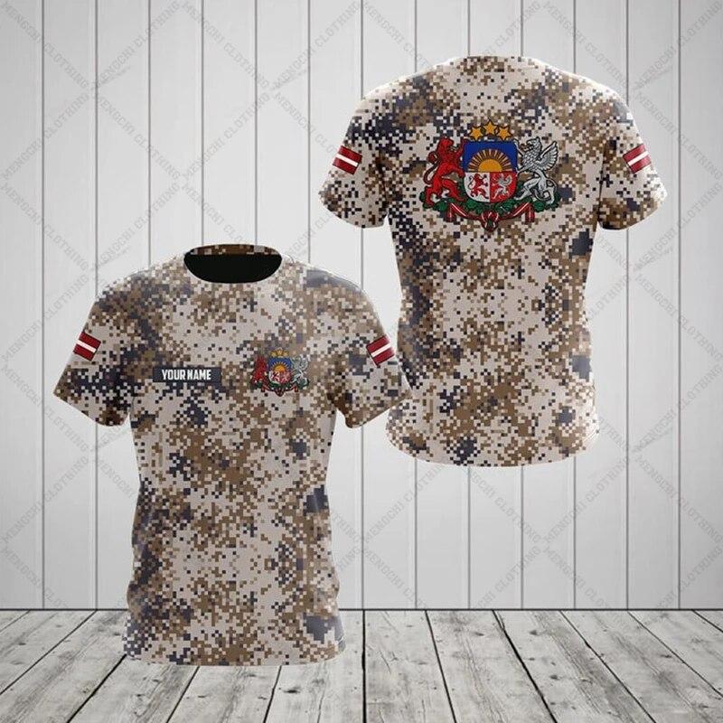 

Латвія Камуфляжні футболки Літній повсякденний вуличний одяг Чоловічі вільні футболки Для хлопчиків Спортивний одяг великого розміру Топи з короткими рукавами XXL