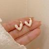 Light Luxury Niche S925 Drop Glaze Love Stud Earrings Women'S French High-End Niche Fashion Exquisite And Versatile