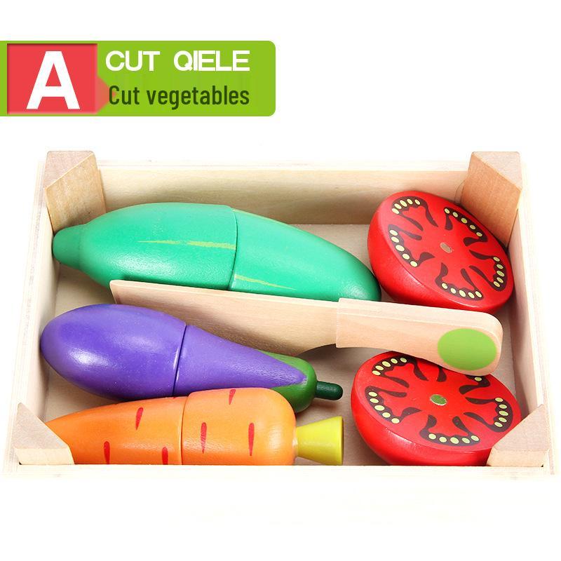 Wooden Pretend Play Kitchen Set: Children's Fruit and Vegetable Cutting Toy