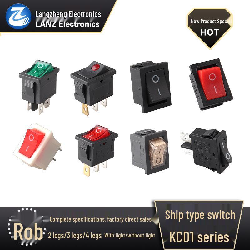 Lang KCD1-101 201 Rocker Switch: 2/3 Pins, 2 Positions, Illuminated Button