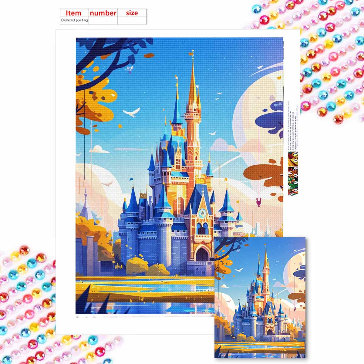 

Full Round Diamond Painting A Desolate Castle Art Rhinestone Picture Mosaic DIY 5D Cross Stitch Embroidery Home Decoration Round 20x30cm