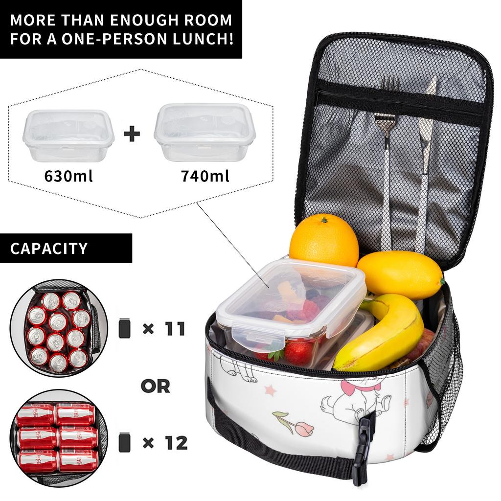 Kitten Maries Cat Insulated Lunch Bags Thermal Bag Reusable,Meal Container Leakproof Lunch Box Tote Food Handbags School  Picnic