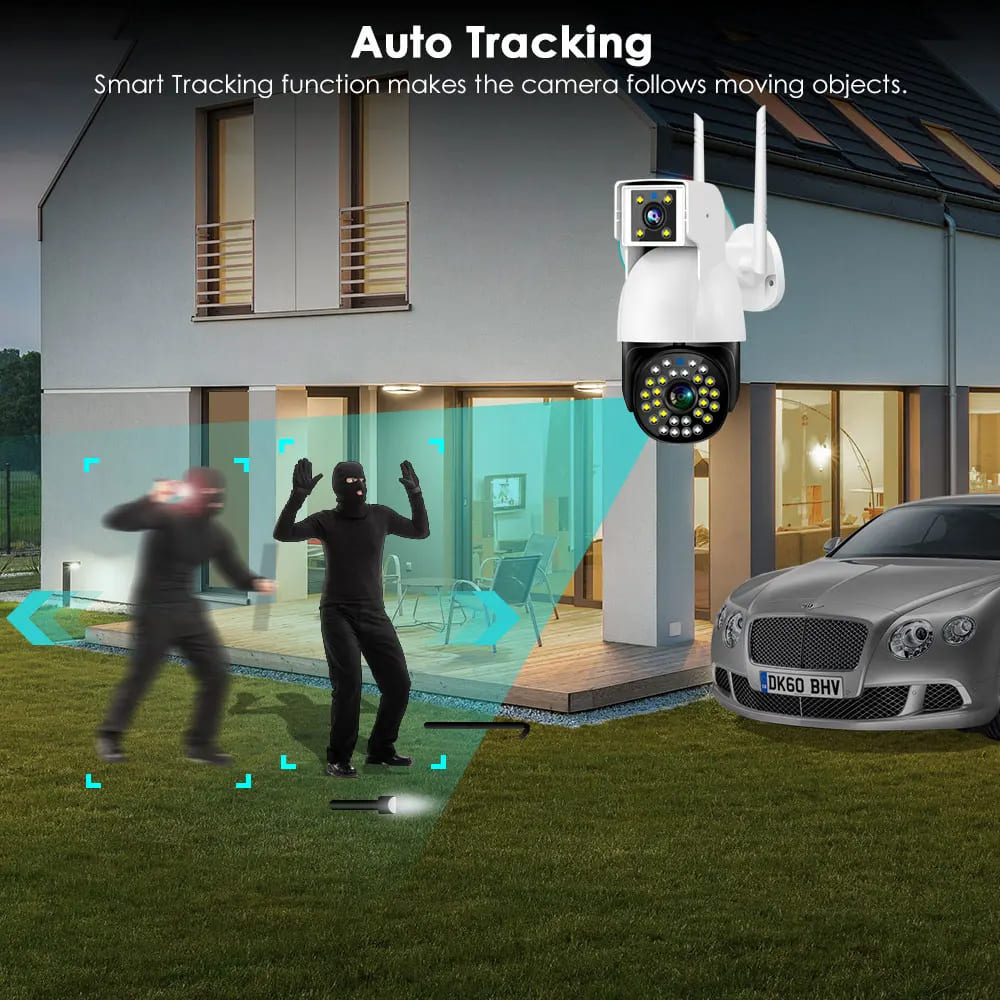 New 4G WiFi IP Camera PTZ Outdoor Waterproof Camera Dual Lens Auto Tracking Smart Home Security Protection CCTV Network Webcam V380