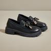 Loafers for Women's Spring New Style of Women's British Style Leather Shoes with One Foot and A Small Fragrance Style