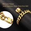 18K Gold Cat Dog Collar Kitten Puppy 1/2inch 12mm Wide Stainless Steel Kitten Choker Curb Chew Proof Cuban Link Chain with Bell (Neck Fit 6"-8")