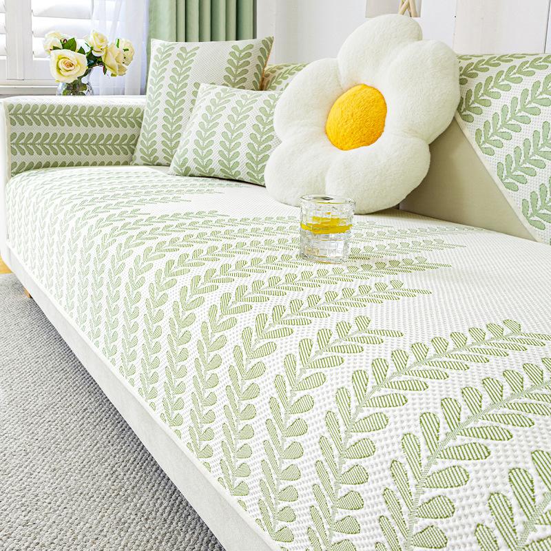Summer Chenille Sofa Cover Willow Branch Stripe Non-slip Sofa Cushion Cool Feeling Summer Restaurant Sofa Mat Cover Cloth Towel
