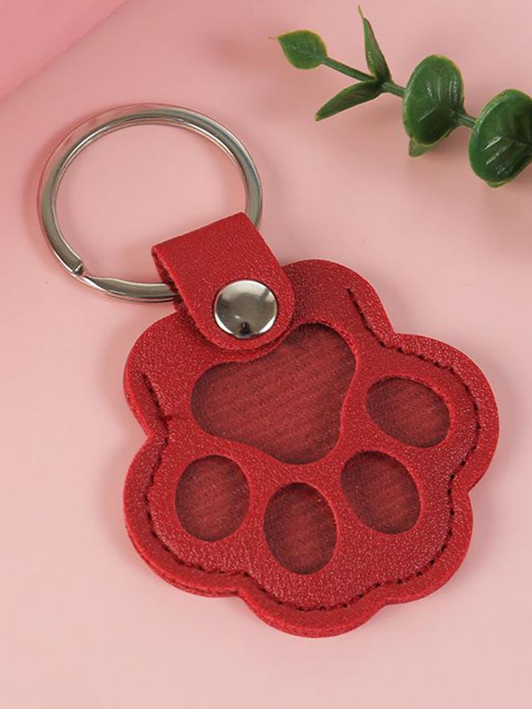 Pet Hair Keepsake Keychain PU Cat Paw Keychain Cute Paw-Shaped Memorial Charm for Keyrings Bags and Personal Mementos