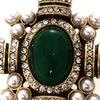 Wind Live Broadcast Retro Women'S Greenstone Brooch Jewelry, Noble Personality And Light Luxury Niche Designer New