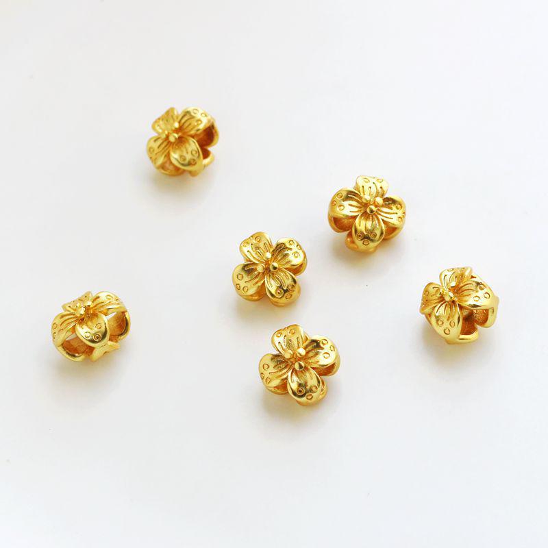 

Позолоченные двусторонние бусины-разделители в виде четырехлистного клевера, аксессуар для рукоделия для нанизывания и бисероплетения.