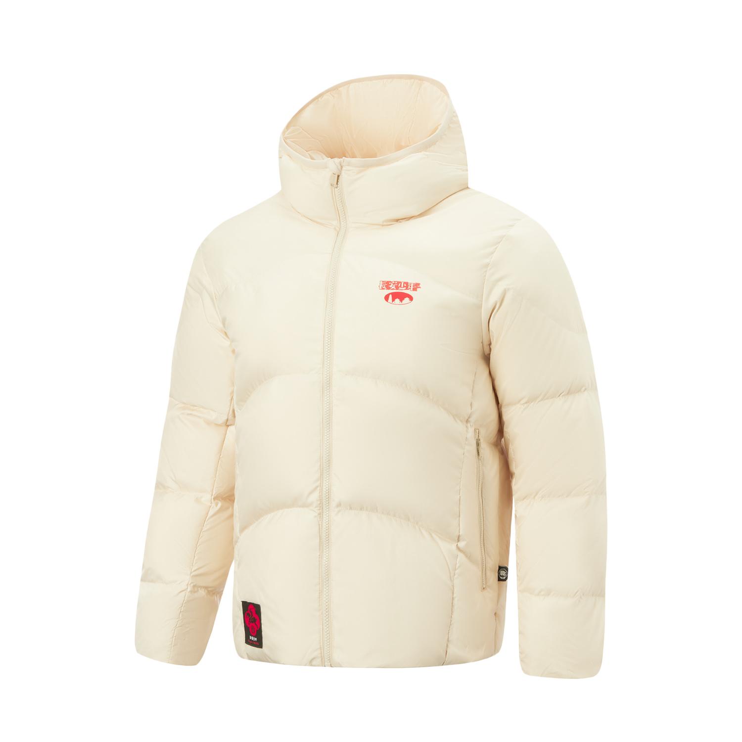 

Li-Ning Куртка пуховая мужская укороченная универсальная с капюшоном и молнией сзади с надписью Anti-Five Series AYMV807-1 3XL