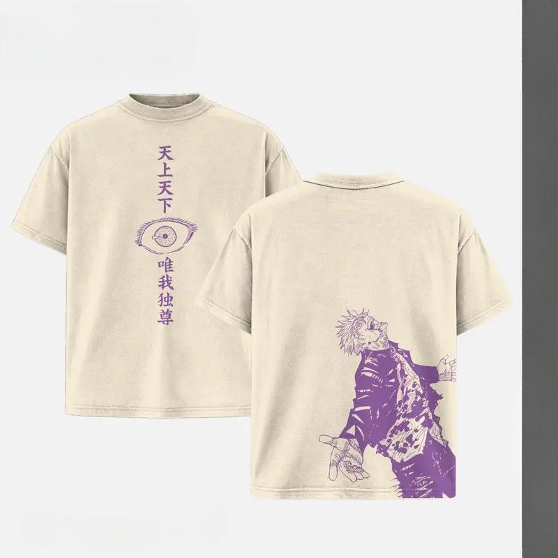 

Jujutsu Kaisen Gojo Satoru Printed Tee Men Women Washed Cotton T-shirts Manga Casual T Shirt Harajuku Male Short Sleeve Tshirt S бежевый