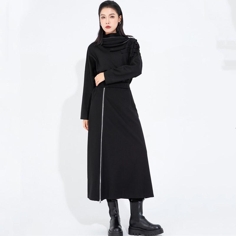 Plus Size High Waist Vintage Black Spring Summer Autumn Casual Loose Long for Woman Skirts Womens Skirt