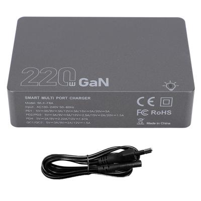 Bloque Cargador USB C GaN Estación de Carga Rápida Hub Adaptador Cargador PD para Portátil con 4 Puertos Tipo C 2