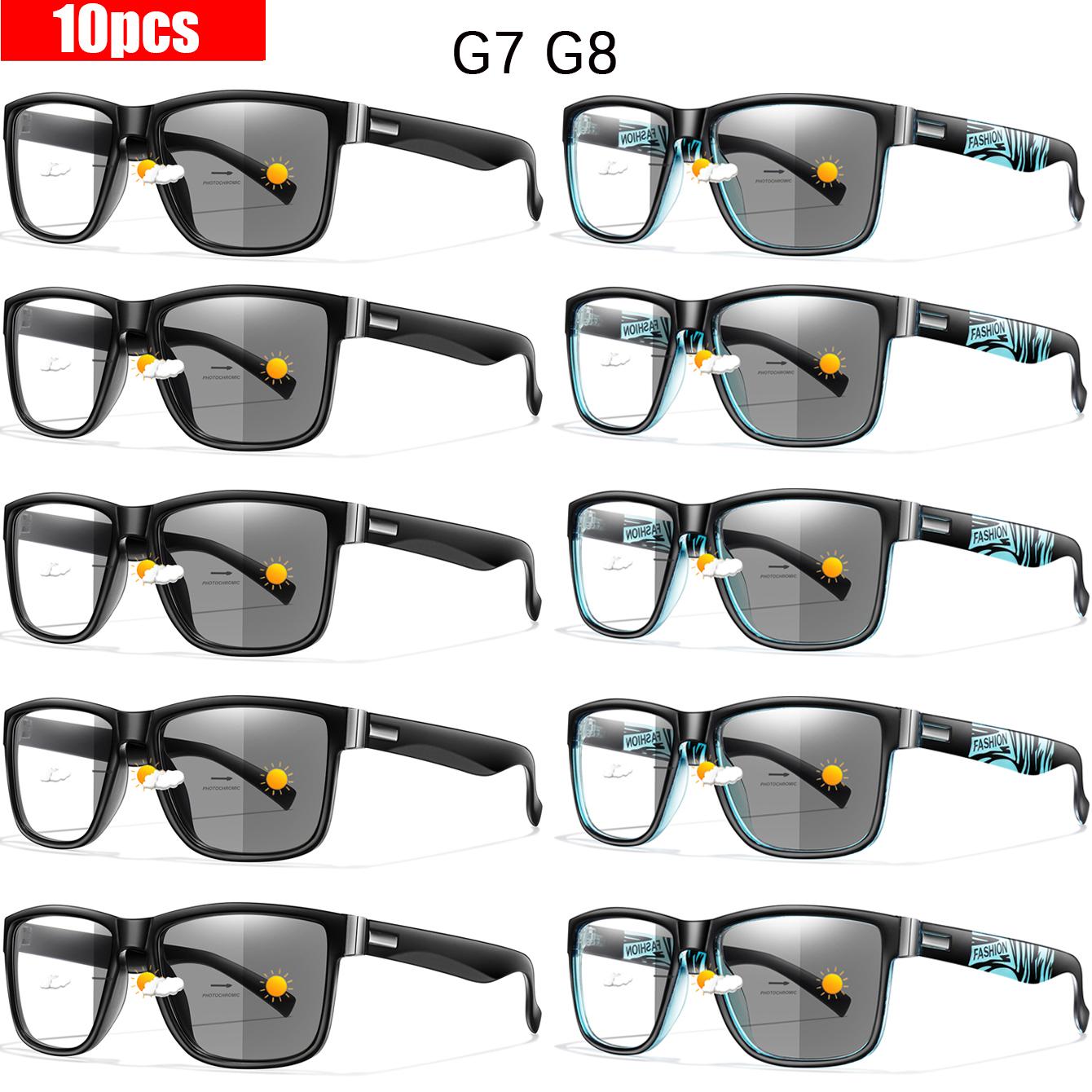 

10 Pairs Classic Square Eyewear Frame Photochromic Reading Glasses Presbyopic For Surfing Internet Reading Magazines Ideal Gifts +4.0