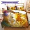 Horses Painting Pattern Bedding Quilt Set Quilt Cover Pillowcase Home Decoration Birthday Gift (1 * Duvet Cover + 2 * Pillowcase, Without Core)
