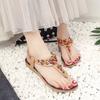 Flat Sandals Women's Summer Bohemian Clip-on Flat Sandals Women's Beaded Beach Shoes Women