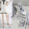 Fashion 34-43 Sexy Super High Heel Shoes 15CM Slim Heel Platform Sandals Transparent Crystal Shoes Wedding Shoes Banquet