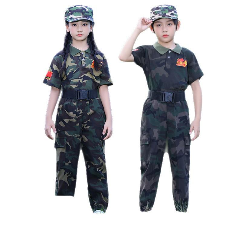 Kids' Camouflage Uniform Set: Spring, Summer, Autumn T-Shirt for Student Camps and Military Training