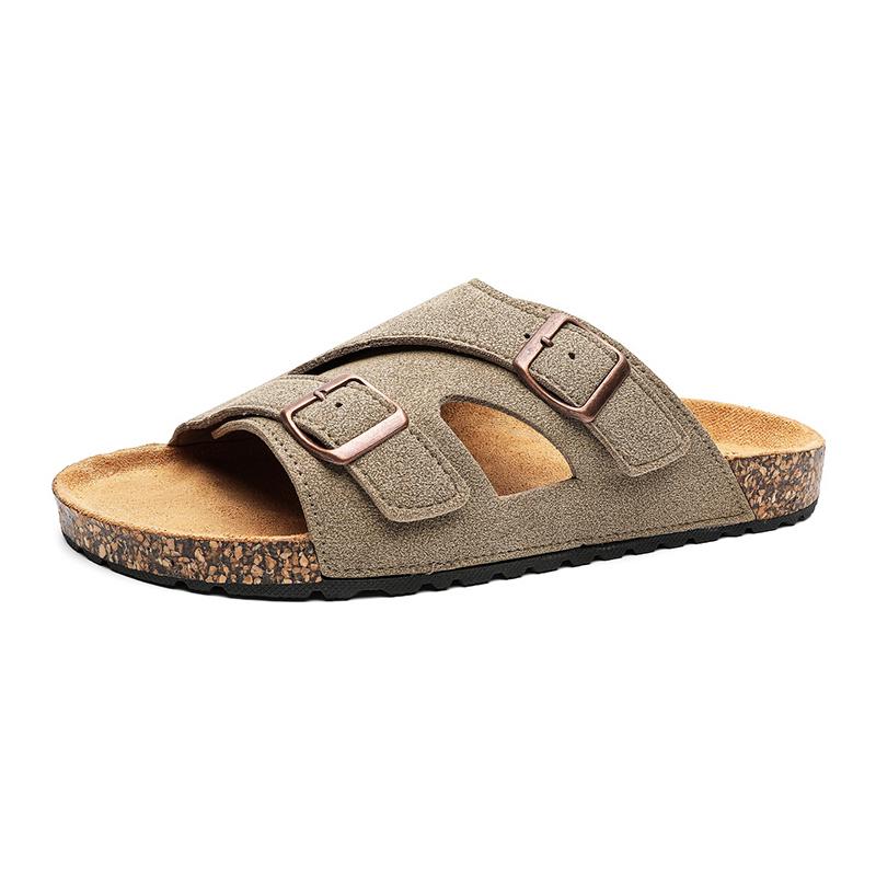 Men's Cork Casual Slippers Summer New Soft Sole Non-slip Breathable Light Outdoor Beach Walking Shoes One Strap Comfort Slippers