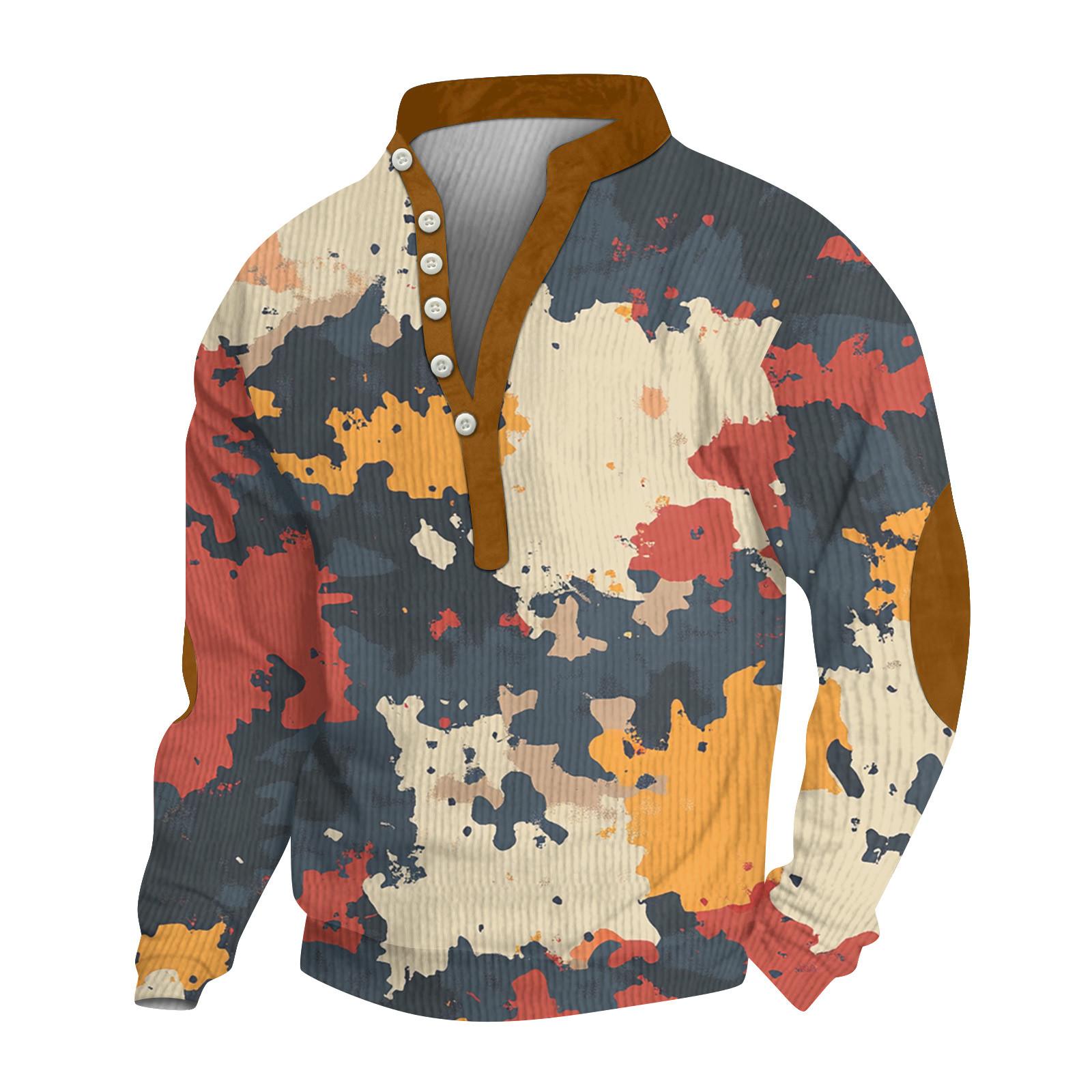 

Чоловіче плюшеве тепле пальто з принтом, флісовий светр, повсякденне пальто, кишеньковий светр, зимове пальто XXXL помаранчевий