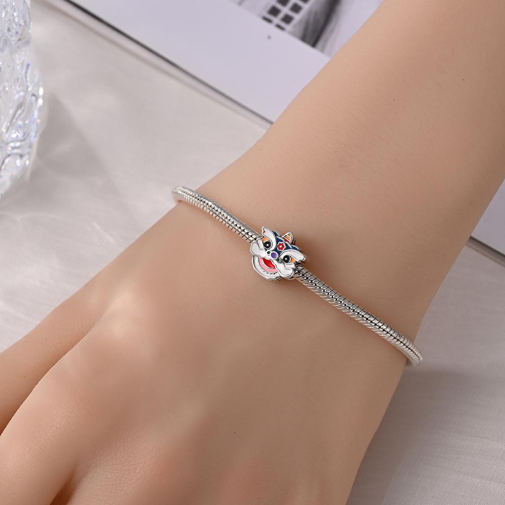 Charm Bead Charms Authentic copper White Lion Bead Charms Compatible With Bracelets Diy Fine Gift Women Delicate Jewellery Accessory