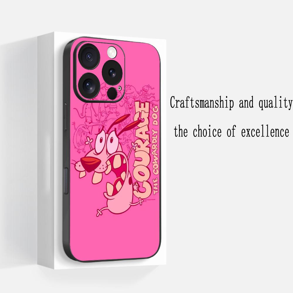 

Courage the cowardly dog classic anime Phone Case For iPhone 17 16 e 15 14 13 12 Plus Mini Pro Max Soft black Shockproof Cover iPhone 16 Pro