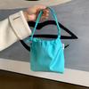 Pleated Drawstring Tote Bag Solid Color Cloud Bag Casual Canvas Shoulder Bag  Work