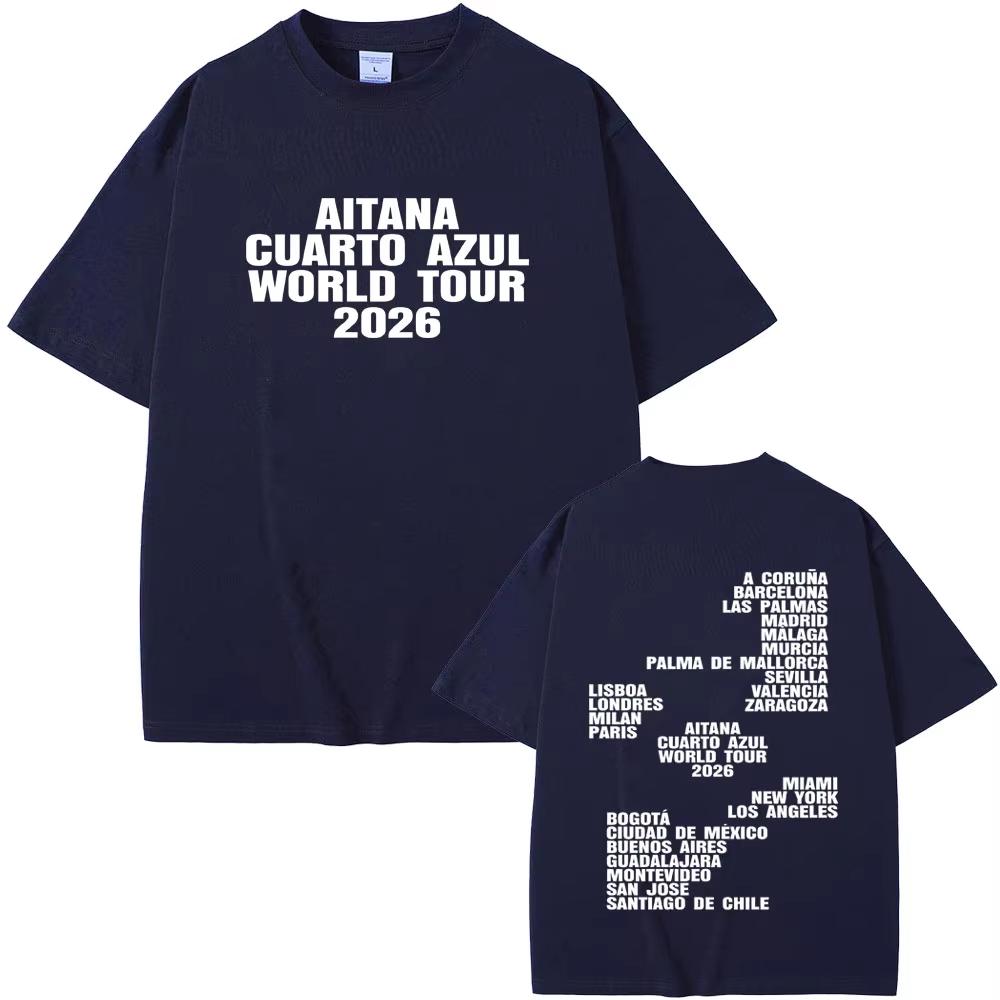 Singer Aitana CUARTO AZUL World Tour 2026 Merch Tshirt Fans Gift Unisex Women Summer Fashion Tshirts Unisex Streetwear Hip Hop