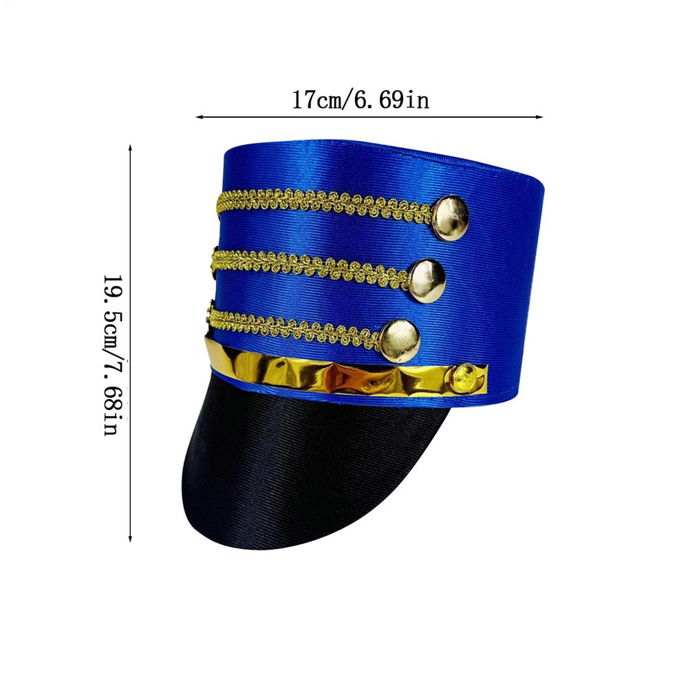 Hat-nutcrackers Marching Band Hat Cosplay Show Skin-friendly Drum Major Hats Themed Party Gold Trim Strips