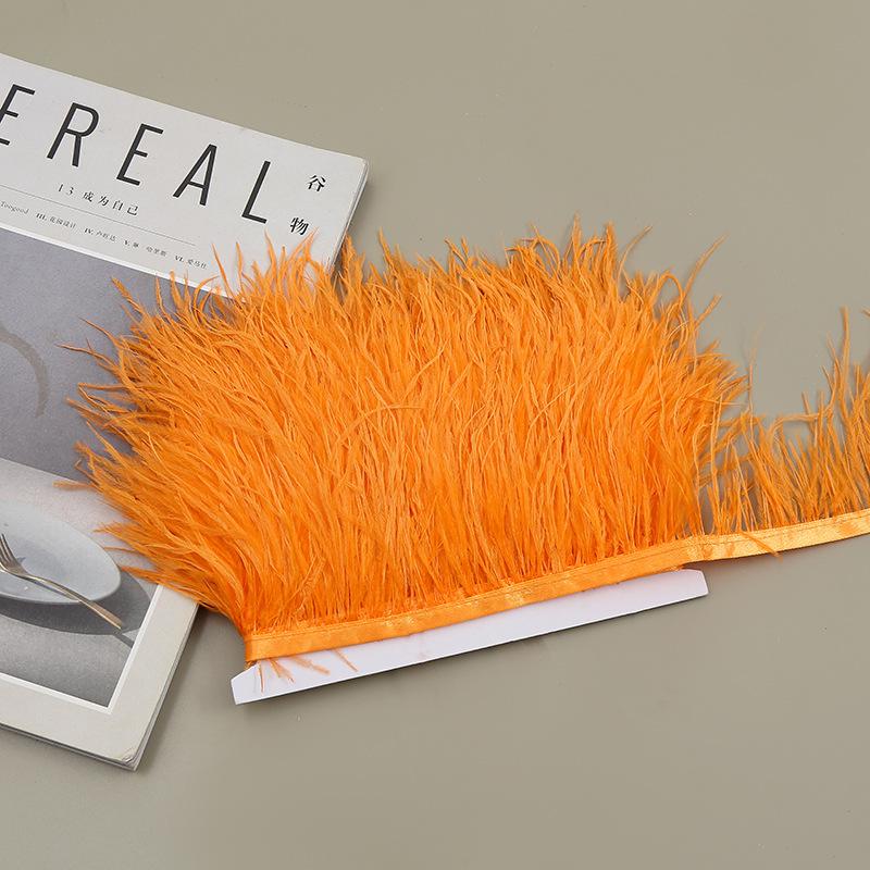 Color 8-10 Cm Ostrich Hair Cloth Edge Clothing Cuffs Hem Ostrich Feather Strips Cloth With Accessories Lace