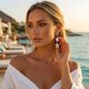 Metall Korallen Imitation Perlen Seestern Quaste Ohrringe Für Damen Herren Bohemian Emaille Unregelmäßige Korallen Tropfen Ohrring Sommer Zirkon