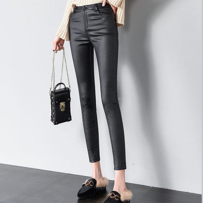 Damen Lederhose mit hohem Bund und Fleece für Herbst/Winter 2021 - Matt, Skinny, Lange Basis-Schicht