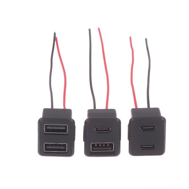 1/3Pcs Power Socket With Cable Connector Double Layer Usb Female Base Type-C Socket And Female Usb Lamp Charging Socket