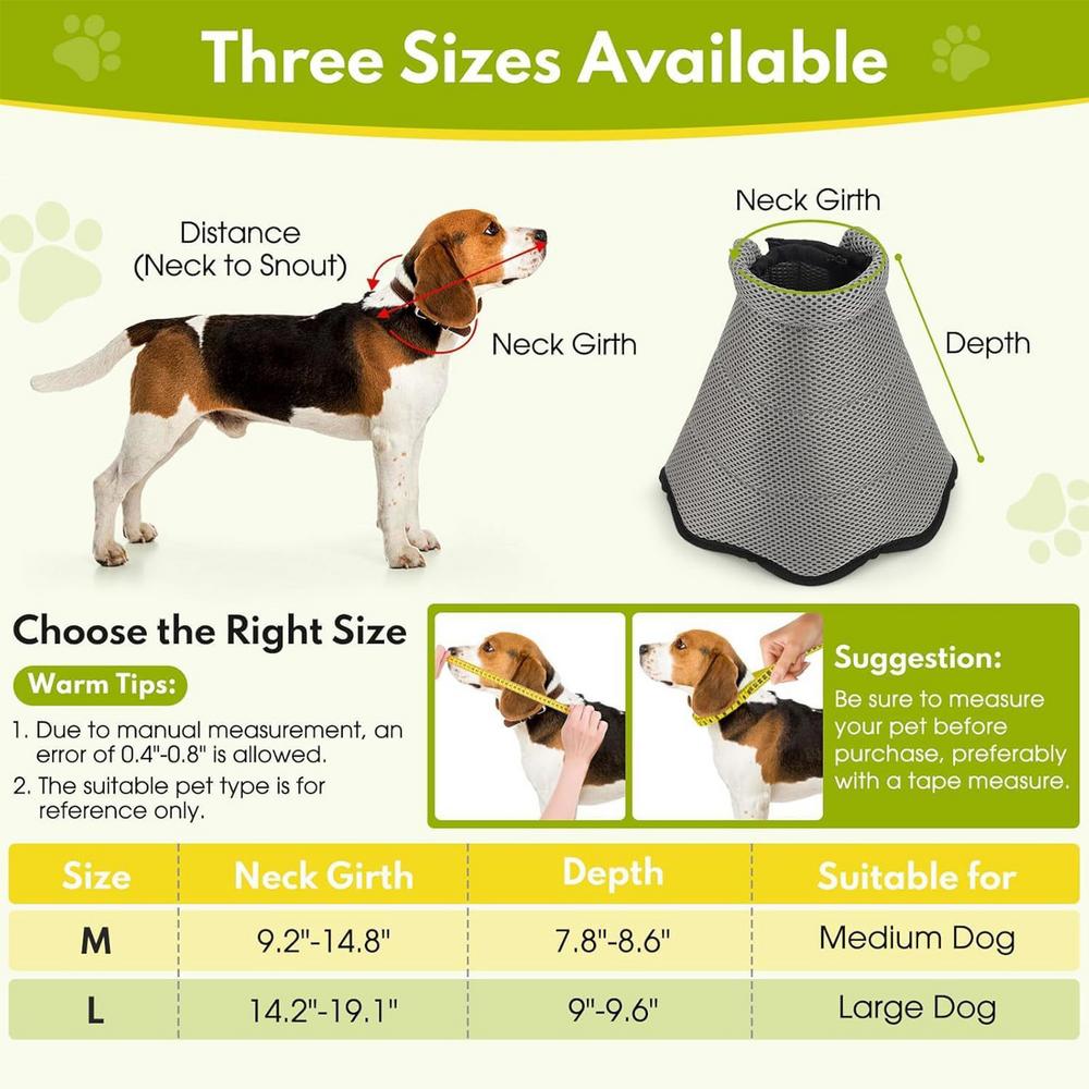 

Dog Cone Collar Breathable Anti-Licking Collar Alternative Pet Wound Care Comfortable Anti Biting Guard For Indoor Outdoor M серый