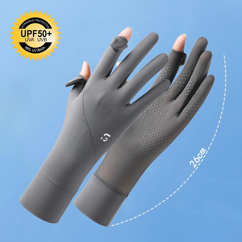 UV Protection Gloves Ice Silk Driving Summer Cycling Flip-Top Touchscreen Anti-Slip Breathable Mesh Long Stretchable Sun Gloves