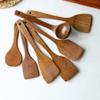 Non-stick pan special chicken wing wood spatula, natural long handle spatula set, spoon kitchen tools