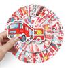 50 Fire Truck Graffiti Stickers - Cartoon, Waterproof, DIY for Children's Journals, Skateboards, & Luggage
