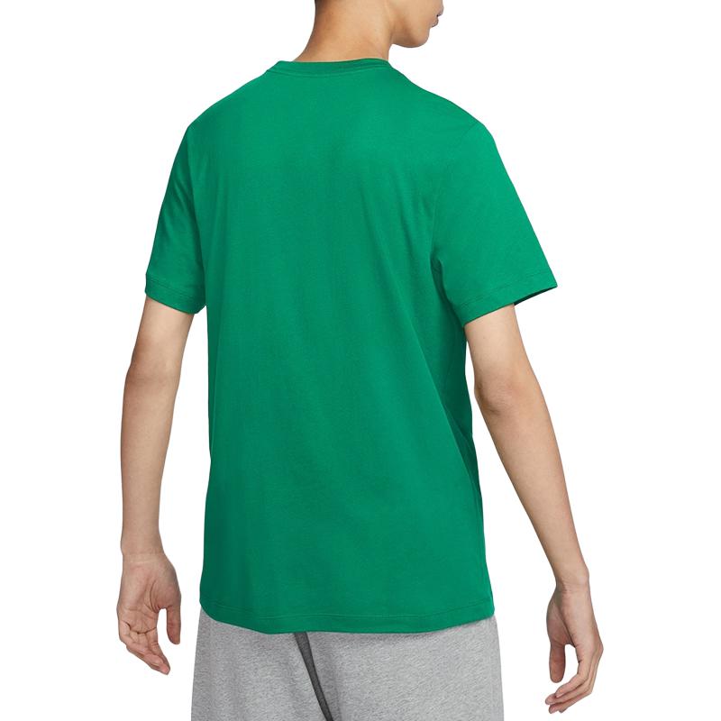 Nike SS24 Logo de Letras Jersey Casual Pulóver Deportivo Suave Cómodo Duradero Clásico Cuello Redondo Camiseta Manga Corta Hombre Camiseta Verde Pavo Real AR5005-365