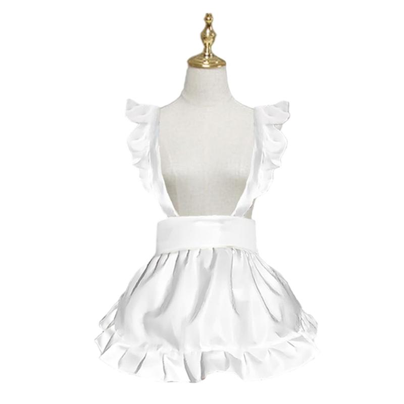 Ruffled Maid Apron Costume Maid Waist Apron Breathable Kitchen Cooking Apron for Women Halloween Cosplay and Daily Wear