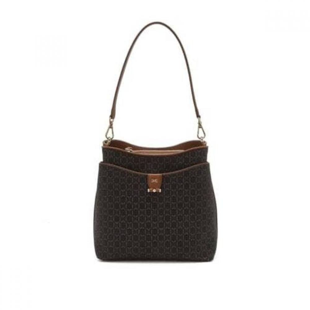 Daks Brown Dd Pattern Logo Decorated Leather Bucket Bag Dcba6f872w3