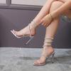 Fashion Luxury Rhinestones Snake Coiled Stiletto Heeled Women Gladiator Sandals 2024 Summer Silver Sole High Heels Banquet Wedding Shoes