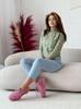 Fashionable Warm Women' Sweater, Short Crop, Turtleneck, Green Braids