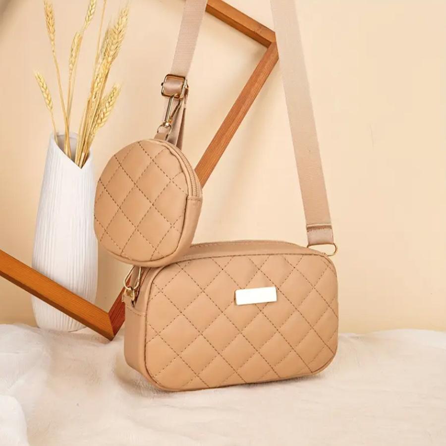 New Crossbody One-shoulder Women's Bag Trendy Zipper Rhombus Soft-faced Horizontal Square Bag