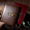 CAGIE System Planner A5 Lockable Notebook Antique Diary with Business Card for PU 230 x Brown Lock, Loose-leaf, 6-ring Ring, Diary, Holder, School,
