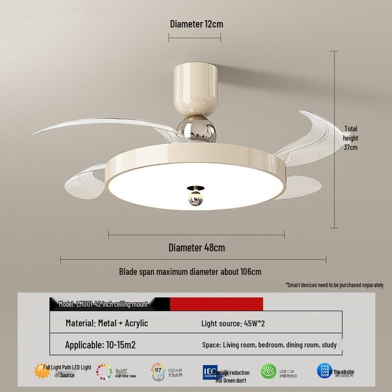 

Mid-Century Modern LED Ceiling Fan Light: Invisible Flush Mount for Bedroom, Dining, and Living Room Decor Tmall Voice Control with Multi-speed Remote