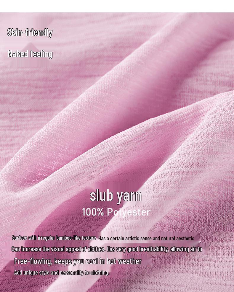 Bamboo Slub Loose Long Sleeve Yoga Top - Breathable, Hollow-Out Back, Slimming Cover-Up for Women