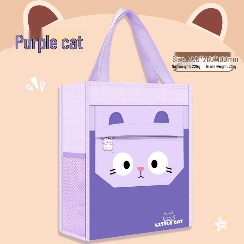 Panda Tutoring Bag: Transparent Canvas Handheld Book Bag for Kids with Extra Large Capacity