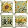 Spring and Summer New Home Sofa Cushion Plant Flower Pillow Letter Printing Heat Transfer Linen Nordic