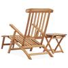 vidaXL Garten-Liegestuhl mit Fußstütze und Tisch Massivholz Teak