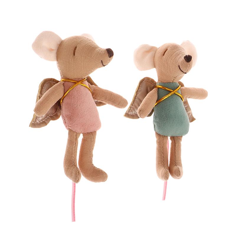 Kawaii Fabric Mouse Doll Thumb Doll Toy Cute Angel Wings Mouse Dolls Toys Soft Plush Toy Home Decoration For Kid Gifts
